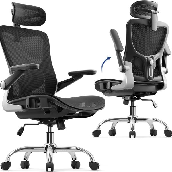 Office Office Chair, Mesh Seat Cushion with 3D Armrests and 3D Headrest, Adjustable Lumbar Support, Class 4 Gas Clylinder, Black