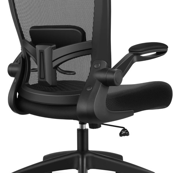 Office Chair, Desk Chair Breathable Mesh Chairs Adjustable High Back Lumbar Support Flip-up Armrests, Executive Rolling Swivel Comfy Computer Chairs Home Office Black