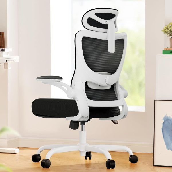Office Chair: Office Computer Desk Chair with High Back Mesh and Adjustable Lumbar Support Rolling Work Swivel Task Chairs with Wheel 3D Armrests and Headrest