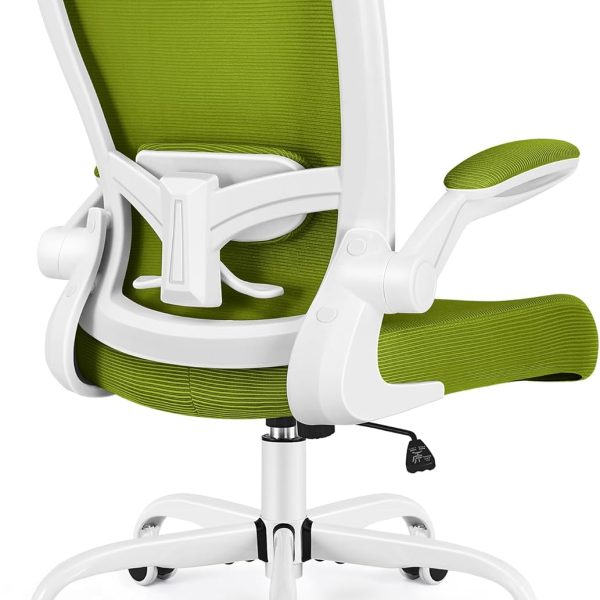 Office Chair, Desk Chair Breathable Mesh Chairs Adjustable High Back Lumbar Support Flip-up Armrests, Executive Rolling Swivel Comfy Computer Chairs Home Office Avocado Green