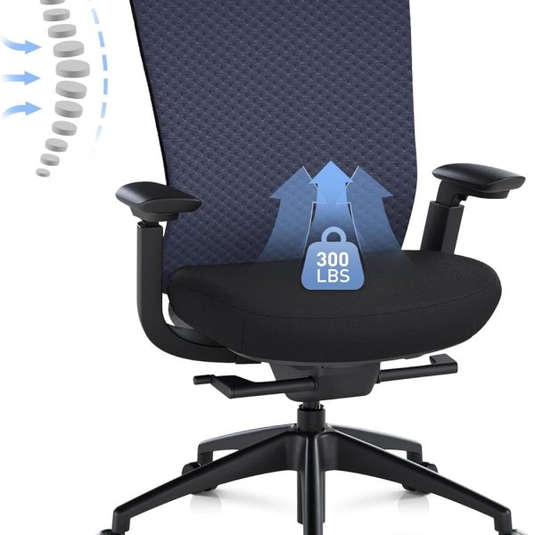 Mesh Office Chair, Computer Executive Desk Chair, Office Chair Lumbar Support with Flexible Backrest, Slide Seat, Darkblue