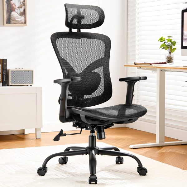 Mesh Office Chair,Dsk Chair with 2D Headrest,Adjustable Lumbar Support & Up and Down Armrest